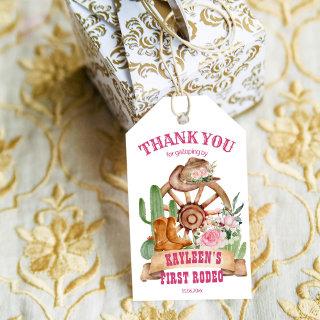 Cowgirl 1st rodeo horses farm party thank you gift tags