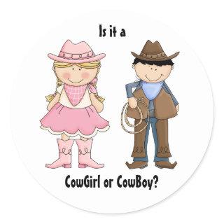 Cowgirl and Cowboy Gender Reveal Sticker