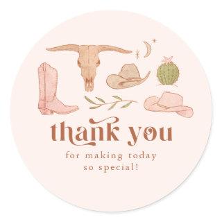 Cowgirl Bridal Shower Favor   Classic Round Sticker