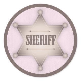 Cowgirl Sheriff Badge Western Baby Shower Classic Round Sticker