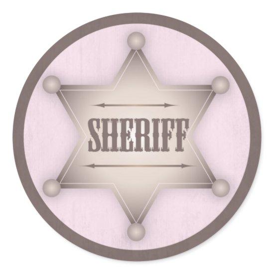 Cowgirl Sheriff Badge Western Baby Shower Classic Round Sticker