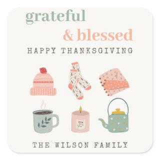 Cozy Scandi Autumn Essential Blush Thanksgiving Square Sticker