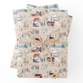Cozy Winter Village Scene Pattern  Sheets