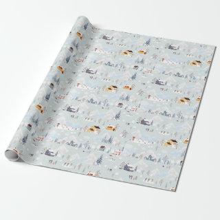 Cozy Winter Wonderland Ice Skating Village Pattern