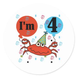 Crab 4th Birthday Classic Round Sticker