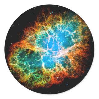 Crab Nebula Supernova Remnant Hubble Space Photo Classic Round Sticker