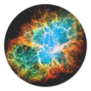 Crab Nebula Supernova Remnant Hubble Space Photo Classic Round Sticker