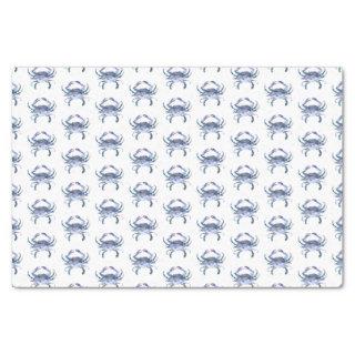 Crab Tissue Paper Blue Watercolor Pattern Beach