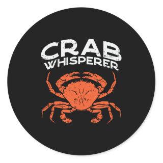 Crab Whisperer Vintage Crabbing Classic Round Sticker