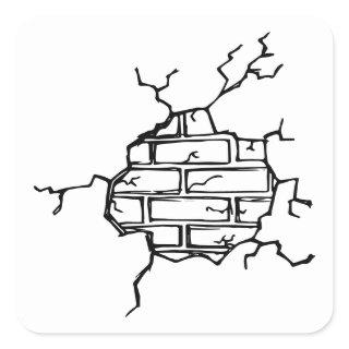 Cracked Brickwork Square Sticker