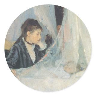 Cradle by Berthe Morisot, Vintage Impressionism Classic Round Sticker