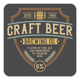 Craft Beer Vintage Brew Logo  Square Sticker
