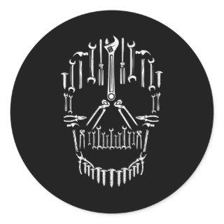 Craftsman Wrench and Hammer Tools Skull Mechanic H Classic Round Sticker