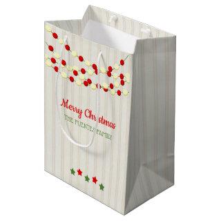 Cranberry and Popcorn Rustic Beadboard Christmas Medium Gift Bag