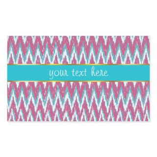 Cranberry and Teal iKat ZigZag Pattern Rectangular Sticker