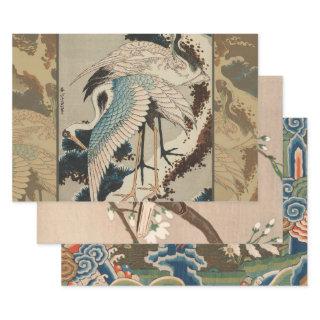 Cranes on a Snow Covered Pine Hokusai  Sheets