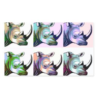 Crash of Rhinos Pop Art Rectangular Sticker