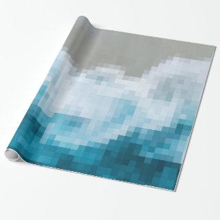 Crashing Blue Ocean Waves Pixels Art Design