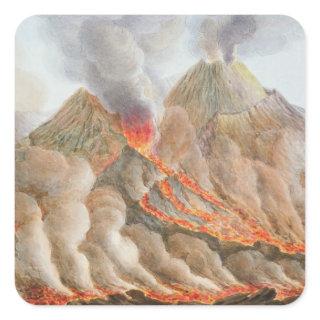 Crater of Mount Vesuvius from an original drawing Square Sticker