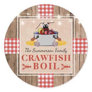 Crawfish Boil Annual Family Party Rustic Picnic Classic Round Sticker