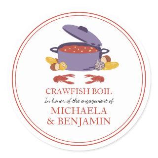 Crawfish Boil Couples Shower Engagement Party Classic Round Sticker