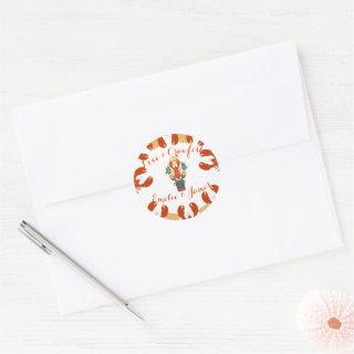 Crawfish Boil Engagement Party-Love & Crawfish Classic Round Sticker