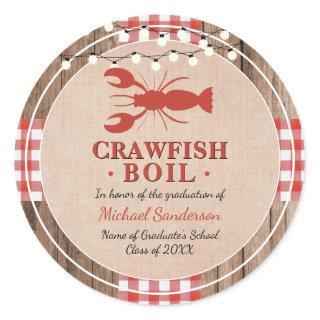 Crawfish Boil Lobster Graduation Party Rustic Classic Round Sticker