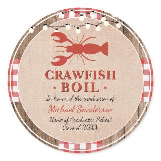 Crawfish Boil Lobster Graduation Party Rustic Classic Round Sticker