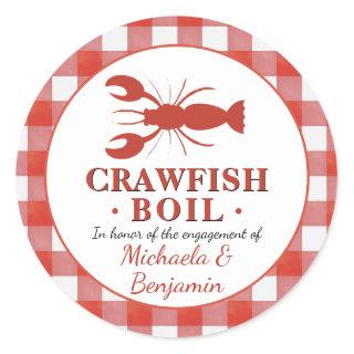 Crawfish Boil Seafood Party Red Picnic Engagement Classic Round Sticker