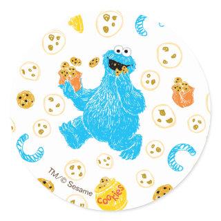Crayon Cookie Monster Cookie Pattern Classic Round Sticker