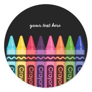 Crayons * choose your background color classic round sticker