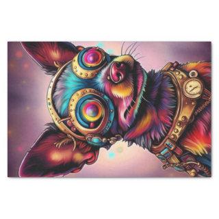 Crazy Colorful Futuristic Chihuahua Dog Steampunk Tissue Paper