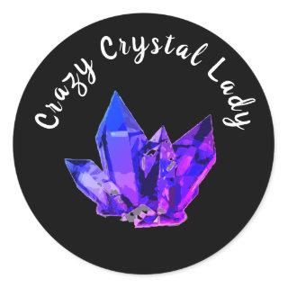 Crazy Crystal Lady Black Classic Round Sticker