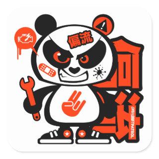Crazy Drift Patrol - Aggressive Panda (red) Square Sticker