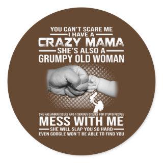 Crazy mama  classic round sticker