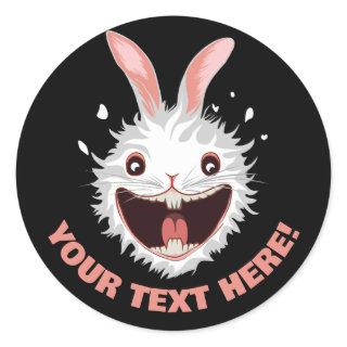 Crazy White Rabbit Face Classic Round Sticker