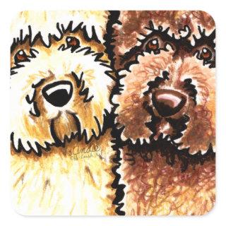 Cream Chocolate Labradoodles Square Sticker