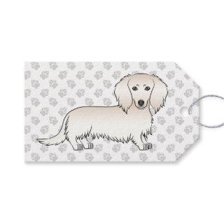 Cream Long Hair Dachshund Cute Cartoon Dog & Paws Gift Tags