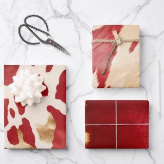 Cream Red Gold Western Cowhide  Sheets
