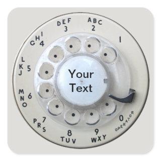 Cream Rotary Telephone Dial Square Sticker