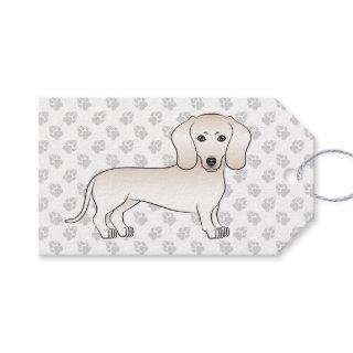 Cream Smooth Coat Dachshund Cartoon Dog With Paws Gift Tags