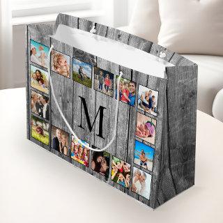 Create Your Custom Photo Collage Rustic Farmhouse Large Gift Bag