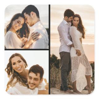 Create Your Own 3 Photo Collage Square Sticker