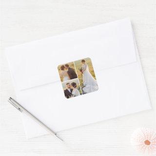 Create Your Own 3 Photo Collage Square Sticker