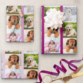 Create your Own 6 Photo Collage Pink Set of 3  Sheets