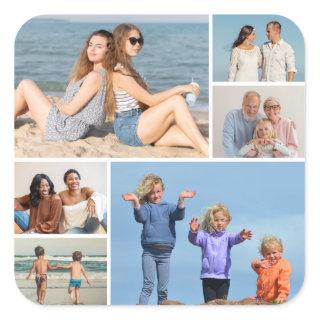 Create Your Own 6 Photo Collage Square Sticker