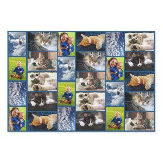 Create Your Own 9 Photo Collage Blue Border  Sheets