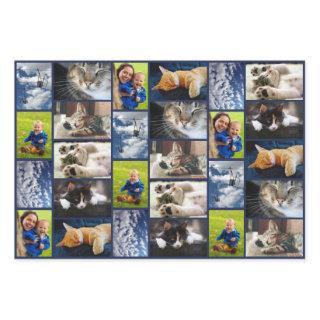 Create Your Own 9 Photo Collage Navy Blue Border  Sheets