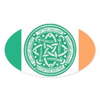 Create Your Own Celtic Knot Shamrock Green Irish Oval Sticker