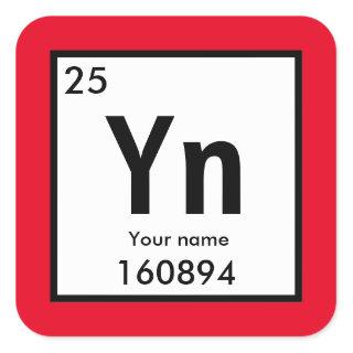 Create your own chemical element square sticker